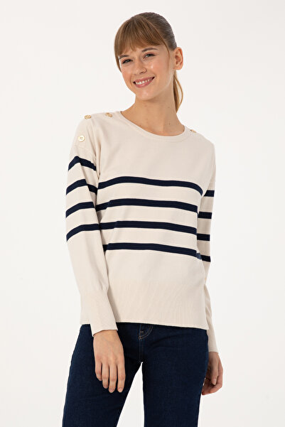 U.S. Polo Assn. Women's Cream Crew Neck Sweater 50317548-Vr071