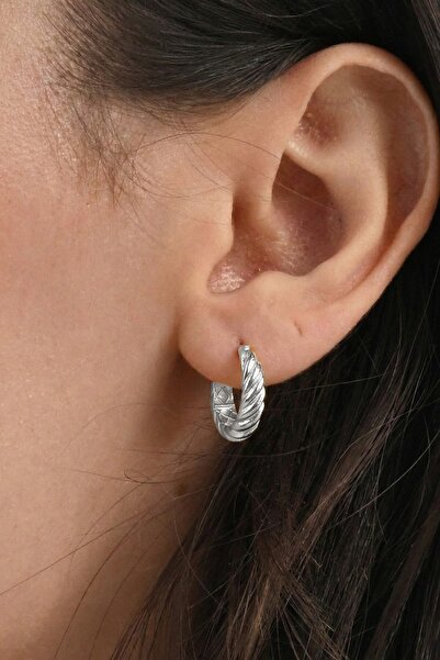 Söğütlü Silver 925 Ayar Gümüş küpe Üzeri Rodyumlu Retro Görünümlü Burgu Model...