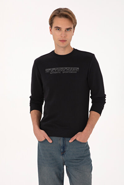 U.S. Polo Assn. Men's Regular Fit Crew Neck Black Sweatshirt 50308686-Vr046