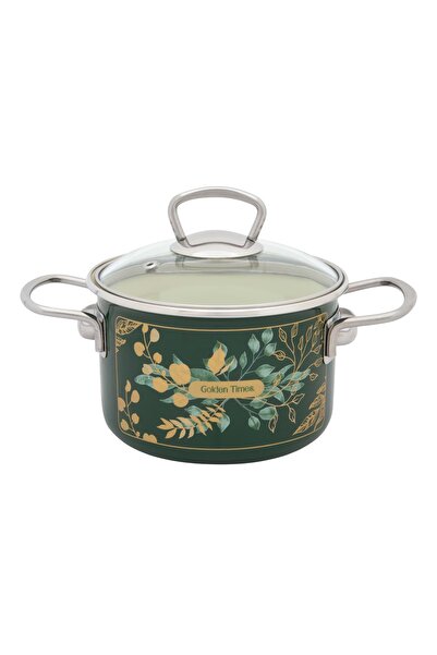 Metalac Oală de 2l cu capac de sticlă, emailată Golden Times/16cm/2l