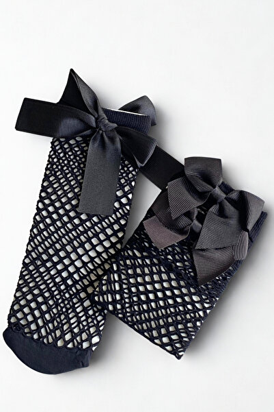 Parla Kids Женски чорапогащи с мрежа/ЧЕРЕН