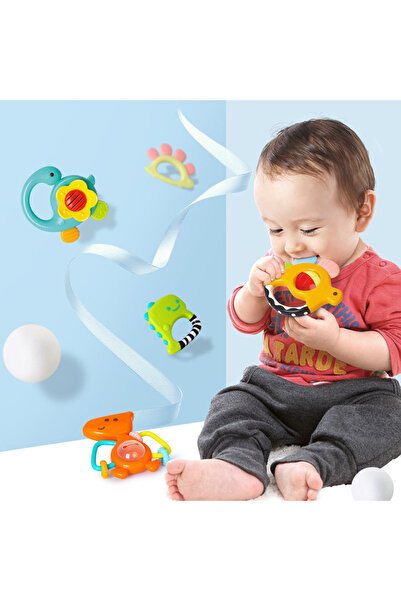 Ominii مجموعة خشخيشات للأطفال مكونة من 5 قطع: خشخيشة، خشخيشة هزازة، خشخيشة دو...