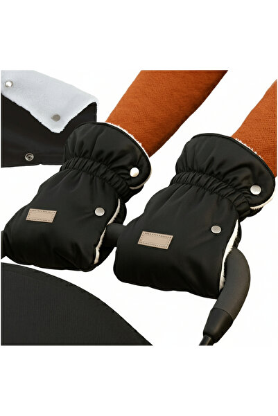 zola Set of 2 stroller/sled gloves, warm, waterproof, snap closure, 20 × 18 cm, black