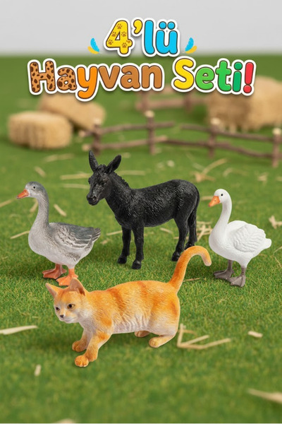 craftivio 4'lü Çiftlik Hayvanları Figür Seti - Eğitici Oyuncak Hayvanlar (Eşe...