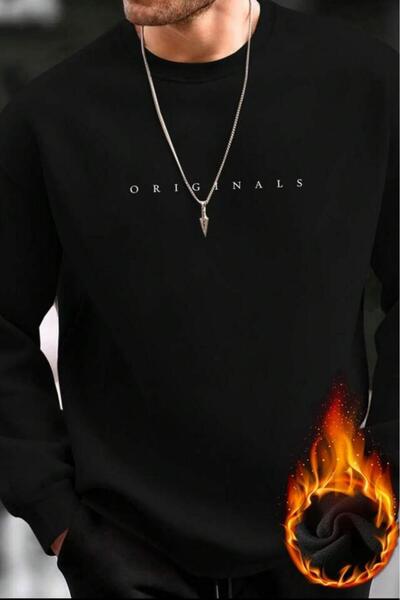 NO 601 قميص رجالي أسود أوريجينالز مطبوع برقبة دائرية