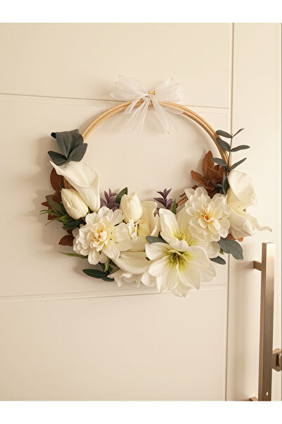 Hobi Stok Kapı Süsü – Rustik El Yapımı Çiçekli Nişan Söz Düğün Dekoratif Kapı ve Duvar Süsü