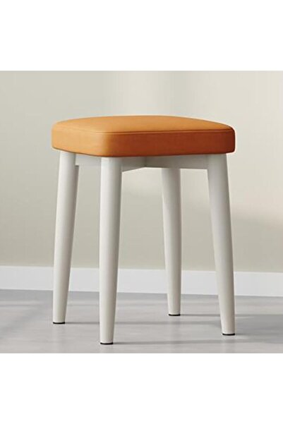 Arabest Vanity Stool, 45cm Height Desk Stool with Cushion Seat, Bar Stools for Kitchen, Counter (Orange)