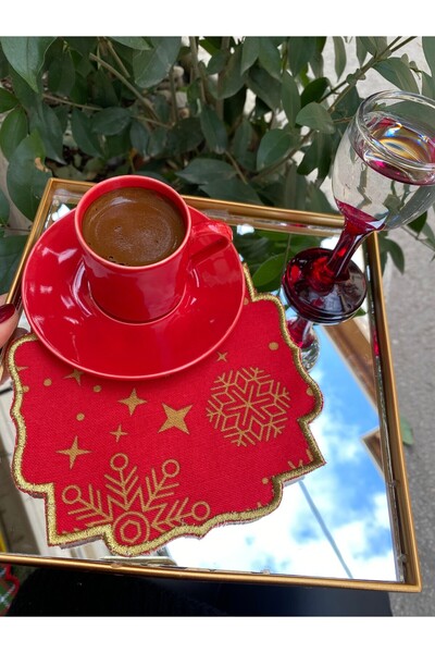 YD TASARIM Y&D Tasarım 2'li Kar tanesi gold sunum peçetesi