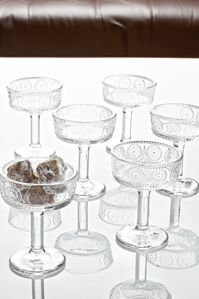 Porselen Diyarı Mela 6 Pieces Crystal Coffee Side Cups with Stand and Present...
