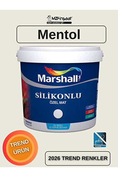 Marshall Silikonlu Özel Mat Silinebilir Kokusuz İç Cephe Boyası Mentol