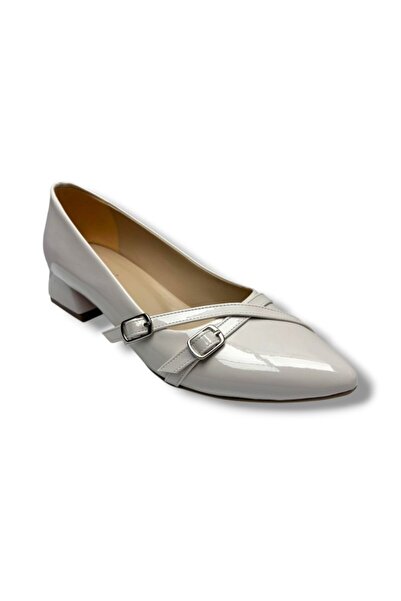 mengi 676-26 Pantofi de damă din piele lacuită cu cataramă dublă și toc pătra...