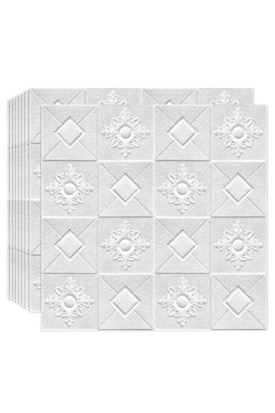 HOZRO 3D Self-Adhesive Wallpaper Set - 20 pcs (70x70 cm), White Square/Diamon...