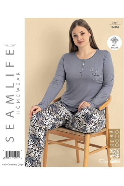 seamlife Women's Long Sleeve Elite Viscose Plus Size Pajama Set