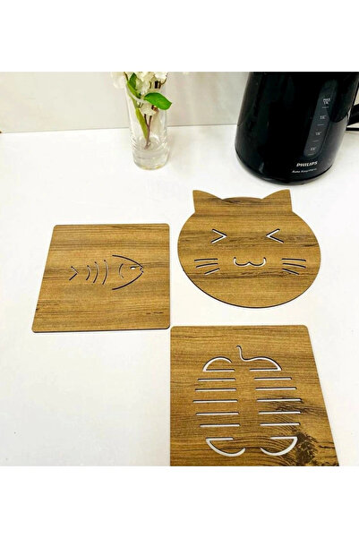 Hediyenikap طقم وعاء إبريق شاي خشبي مكون من 3 قطع