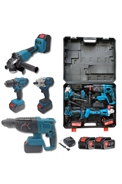 Sanlux Trusa 4 piese cu acumulator, autofiletanta, rotopercutor, polizor unghiular, bormasina impact, 20V,