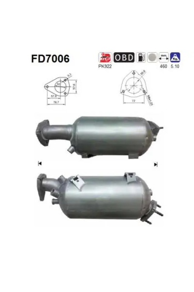 As Филтър за сажди/твърди частици за изпускателна система Audi A4 B7/A6 C6