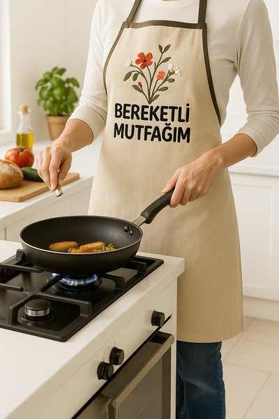 Teksev مريلة مطبخ من الكتان المطرز من مطبخي الفاخرة، قابلة للغسل، قطعة واحدة، مقاس 50×70 سم، مقاس قياسي