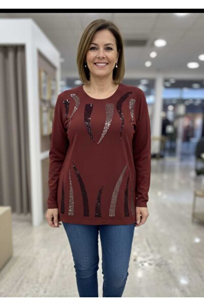 güncüoğlu Long Sleeve Front Embroidered Clover Knitted Blouse