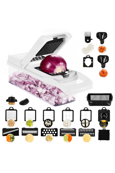 Bojasmiial قطاعة خضراوات، قطاعة بصل احترافية، قطاعة طعام متعددة الوظائف 22 في 1