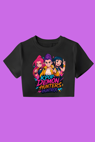 MECH BUTİK Το K-Pop Demon Hunters Huntrix Printed Crop Crop-Top είναι με λεπτ...
