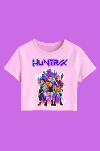 MECH BUTİK Το K-Pop Demon Hunters Huntrix Printed Crop Crop-Top είναι με λεπτ...