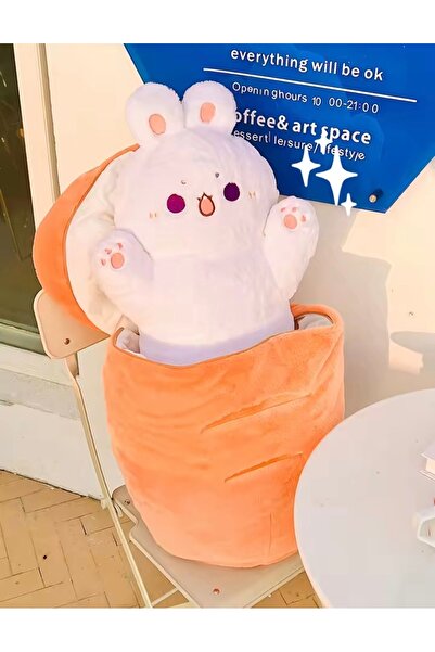 NB market Havuç içinde tavşan peluş oyuncak çantalı tavşan peluş 30cm uyku ar...