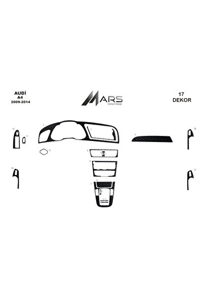 Marscockpitdesign أودي A4 2009 كونسول-توربيدو 17 قطعة