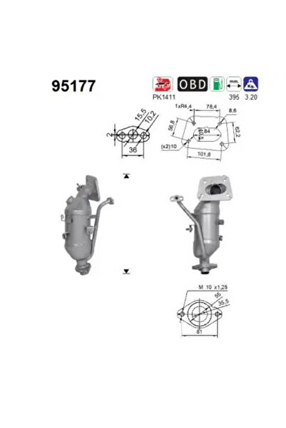 As Catalizator Citroen C1 2 Peugeot 108