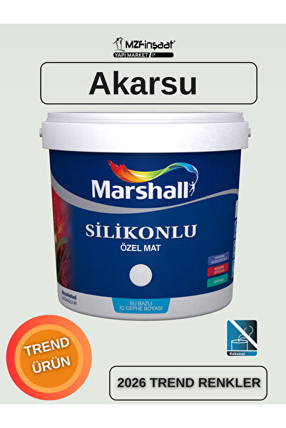 Marshall Silikonlu Özel Mat Silinebilir Kokusuz İç Cephe Boyası Akarsu