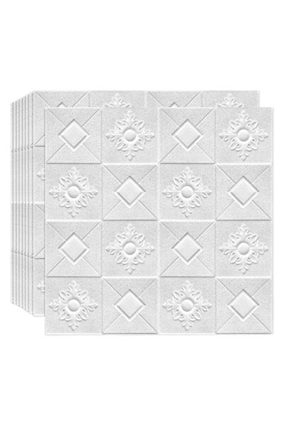 selling depot Set de 15 panouri de tapet 3D autoadezive, model pătrat și romb, 70x77 cm, alb