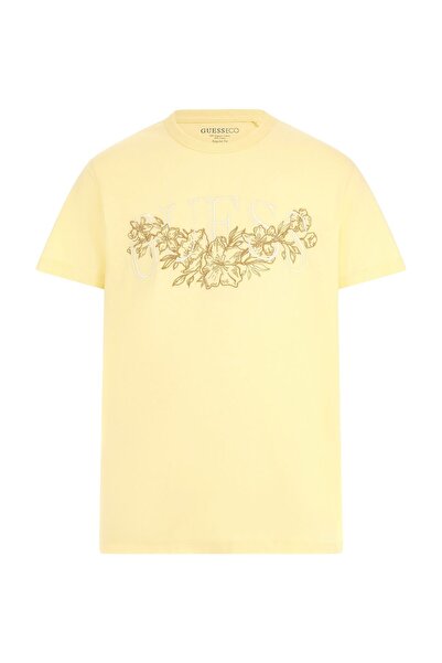 Guess Ανδρικό μπλουζάκι με λαιμόκοψη με σχέδιο κίτρινο M5GI17K8FQ4G281 SS CN ...