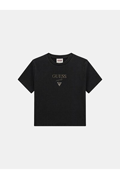 Guess Yuvarlak Yaka Düz Siyah Kadın T-Shirt GO VINTAGE BAKER BAB - MID ORGANIC