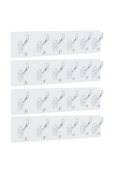 selling depot Set 4 cârlige de perete transparente autoadezive, 6 poziții