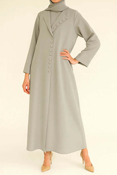 MayaCloset Front Open Textured Abaya with Buttons Kimono & Ferace