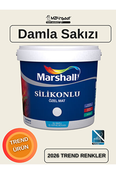 Marshall Silikonlu Özel Mat Silinebilir Kokusuz İç Cephe Boyası Damla Sakızı
