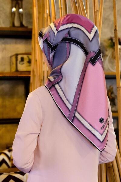 Vissona Tivil Silk Scarf 17204 - 0022 - 0028 Pink Lilac Batik Pattern