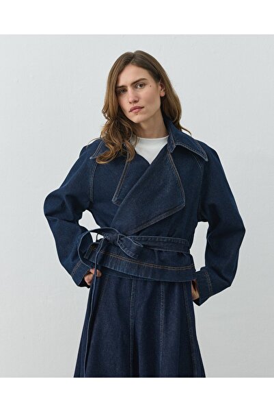 Aybikestil Kısa Crop Jean Trençkot Lacivert