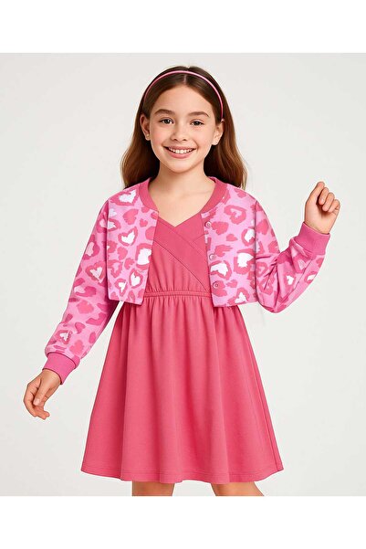 Pine kids Cotton Knit Full Sleeves Hearts Printed Jacket with Solid Color Fro...