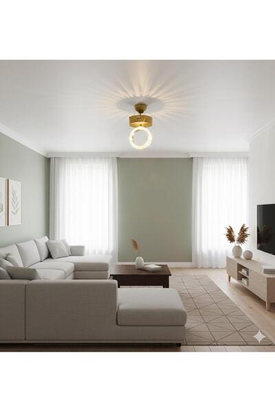 BİAVİZE TEKLİ KRİSTAL TAŞLI GOLD LED MODERN AVİZE