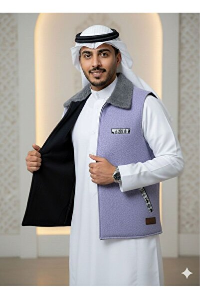 Generic Double-faced winter vest with a distinctive design, high-quality fabric, and a traditional Sadu-style fur collar.