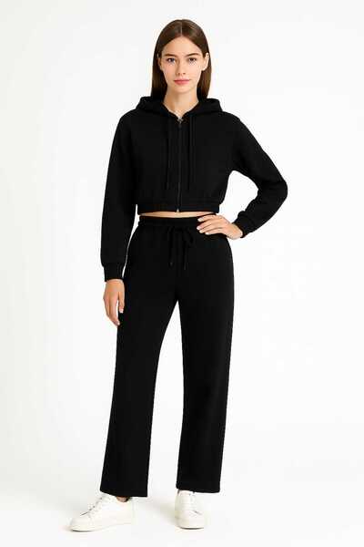 ANATOLIATEKSTILE Γυναικείο σετ φόρμας – Φούτερ με φερμουάρ και φαρδιά παντελό...