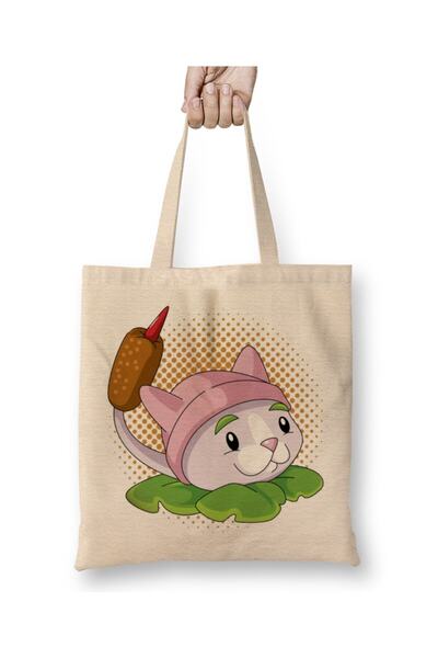 Toyaso Plants Vs Zombies Cattail Λευκή υφασμάτινη τσάντα με μακρύ χερούλι Τσά...