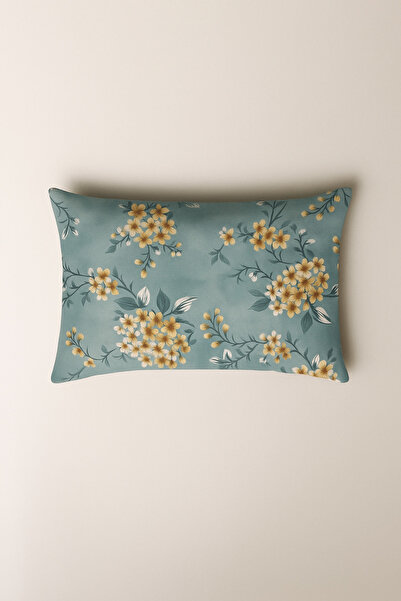 Teksev غطاء وسادة من القماش القطني المزخرف باللون الأخضر من ميرنا، قطعتان، مزود بسحاب