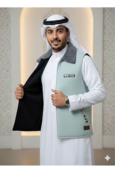 Generic Double-faced winter vest with a distinctive design, high-quality fabric, and a traditional Sadu-style fur collar.