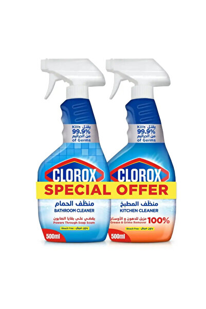 Clorox Bleach Free Kitchen Cleaner And Bathroom Cleaner 100percent Grease And Grime Remover- 2X500ml