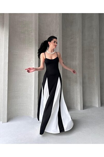 UP TREND COLLECTION Γυναικείο φόρεμα με λουράκι με λευκή λεπτομέρεια Maxi