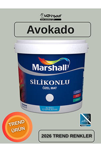 Marshall Silikonlu Özel Mat Silinebilir Kokusuz İç Cephe Boyası Avokado