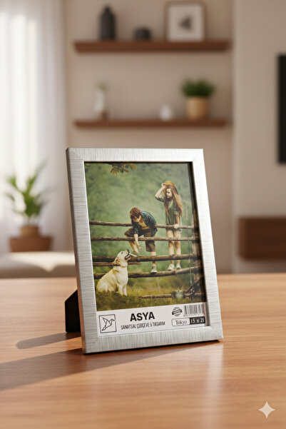 Asya Çerçeve Decorative Tokyo 15X21 Silver Plastic Photo Frame with Glass Stand