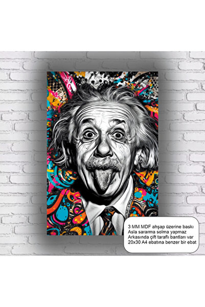 Hayat Poster Alber Einstein Science Popart Funny Fun Retro Wood Poster Mdf Painting Decoration