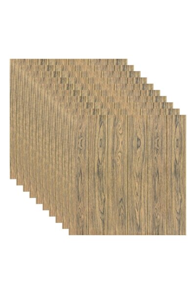 selling depot Set 10x Plăci de tapet 3D autoadezive, 70x70 cm, Lemn maro închis